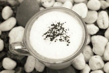 Cup with hot cappuccino