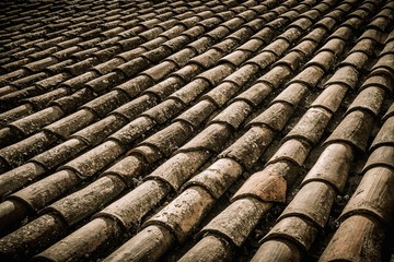 Old roof tile close-up