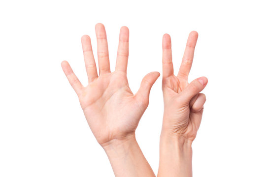 Isolated Hand Shows  With Fingers Number Seven