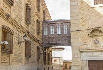 old narrow medieval streets of the resort town of Toledo, Spain