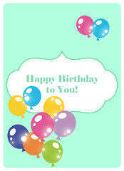 birthday greeting card with colorful balloons