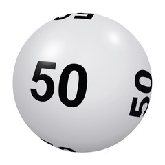 Naklejka premium Loto, boule blanche numéro 50