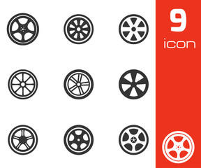 Vector black wheel disks icons set - 62026660