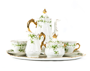 cups and mugs set over white background