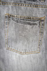 Gray jeans fabric with pocket