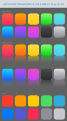 Standard colors and sizes for new apps icons.