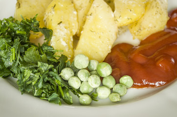 food, potato, horizontal, eating, vegetables, vegetable, garnish