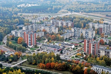 Vilnius city aerial view - Lithuanian capital bird eye view