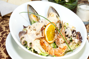 salad with vegetables and seafood