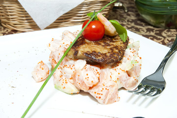 Salad and fish roe