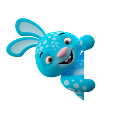 Amazing 3D happy easter bunny, merry cartoon rabbit