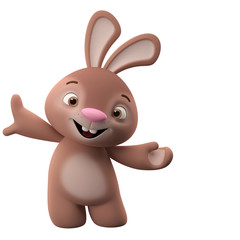 Amazing 3D happy easter bunny, merry cartoon rabbit