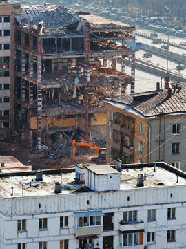 above view of demolition of urban house
