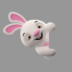 Amazing 3D happy easter bunny, rabbit, animal character