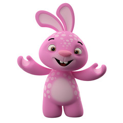Amazing 3D happy easter bunny, merry cartoon rabbit