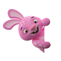Amazing 3D happy easter bunny, merry cartoon rabbit