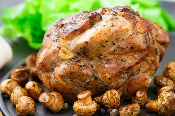 Oven baked pork with mushrooms