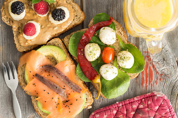 Selection of healthy picnic snacks
