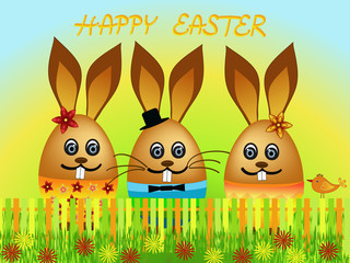 easter eggs and rabbit