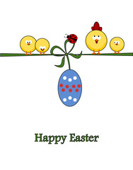 Easter greeting card - Bunny and little chicks