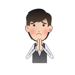 Man pleading over white background. Vector design