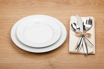 Empty plate and silverware set