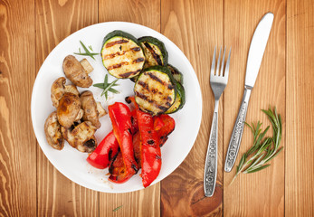 Grilled vegetables and silverware
