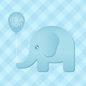 Blue Elephant Babyshower Illustration