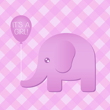 Pink Elephant Babyshower Illustration