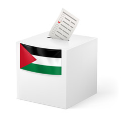 Ballot box with voting paper. Palestine