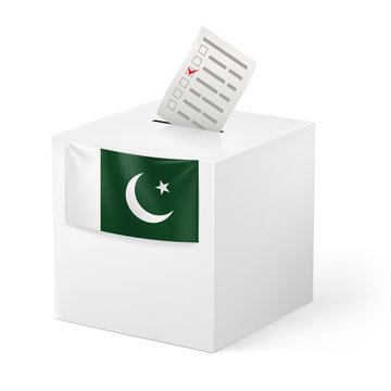 Ballot box with voting paper. Pakistan