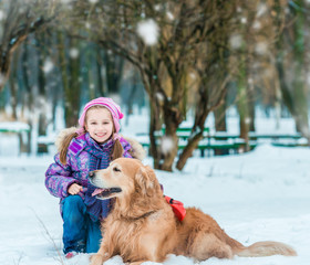 little girl with her dog