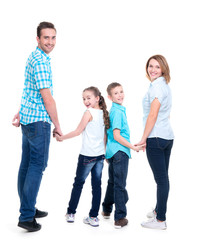 Obraz premium Full portrait of the happy european family with children