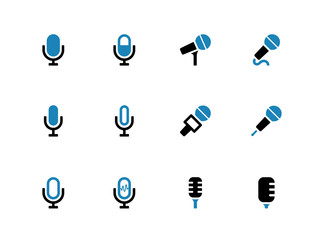 Microphone duotone icons on white background.