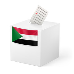 Ballot box with voting paper. Sudan