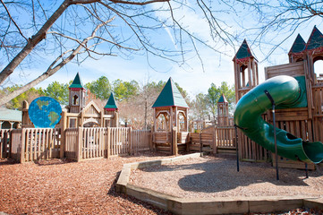 children's park wooden play structure