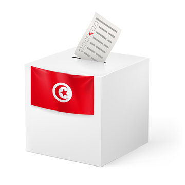 Ballot box with voting paper. Tunisia