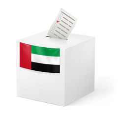 Ballot box with voting paper. United Arab Emirates