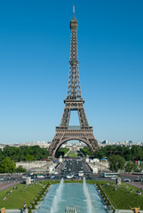 Fototapeta na wymiar Fontanny Trocadero, Wieża Eiffla i Pól Marsowych