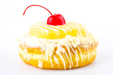 Cherries Donut isolated on white background