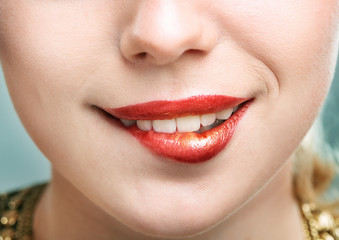 Close-up shot of woman lips