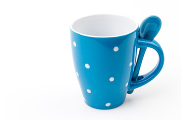 Polka mug cup isolated white background