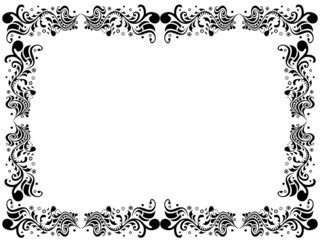 Black and white blank border with floral elements