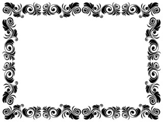 Black and white frame of blank with floral elements