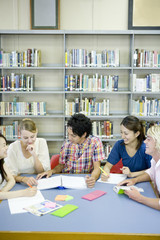 students studying in library