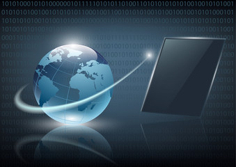 business globe network on a dark blue background