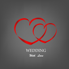 Heart looped ribbon abstract logo.Wedding Day Concept
