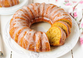 Pumpkin Bundt Cake with Sugar Icing