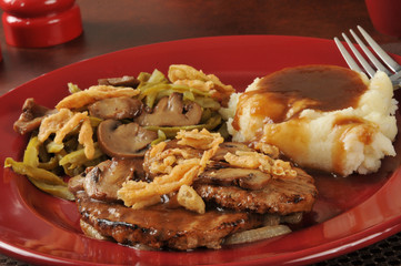 Salisbury steak and mashed potatoes