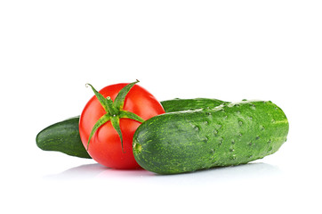 Ripe vegetables isolated on white background